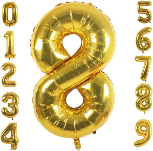 Miniatura 9 de Globos de papel de aluminio dorado (número 1, 40 pulgadas)