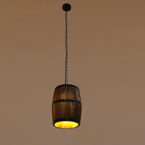 Miniatura 9 de Lámpara colgante de techo retro, madera antigua barril de vino colgante accesorio barra de luz decoración café lámpara de techo, lámpara de techo