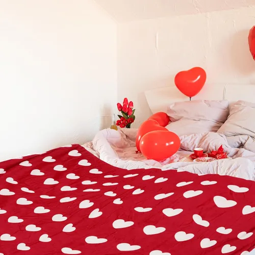 Miniatura 6 de JarThenaAMCS Manta para el día de San Valentín, con estampado de corazón rojo, manta romántica decorativa de franela suave y acogedora para mamá