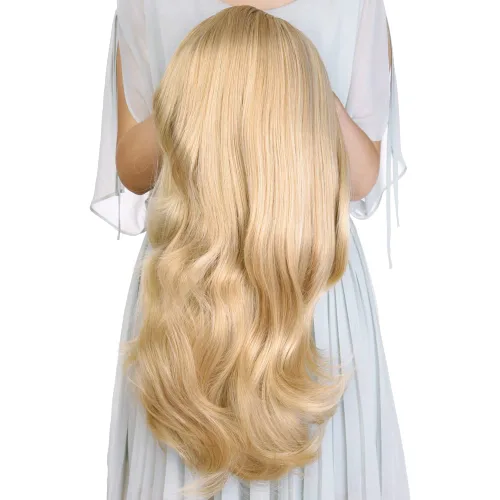 Miniatura 16 de Extensiones de cabello sintético ondulado de 24 pulgadas con clip para media cabeza atada, de alta calidad, fibras japonesas premium para mujer, 11#