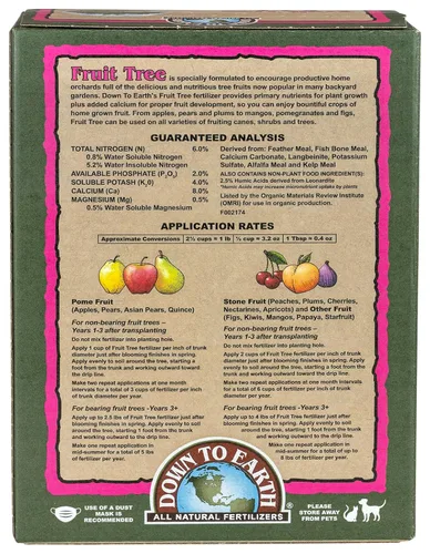 Miniatura 2 de Down To Earth All Natural Fertilizers Fertilizante orgánico para árboles frutales - Alimento vegetal para manzanas, peras, ciruelas y árboles
