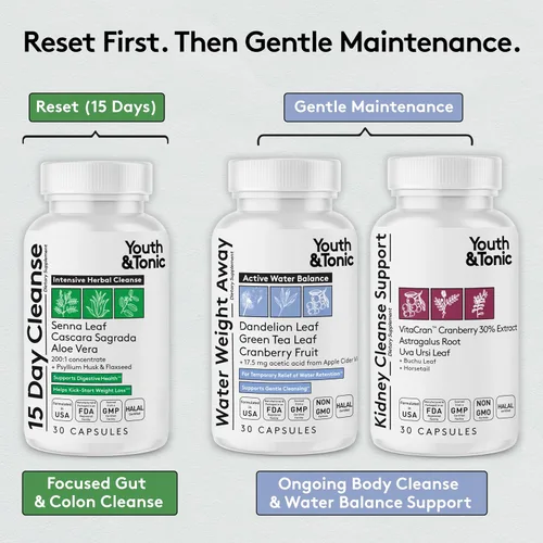 Miniatura 2 de Youth & Tonic Apoyo completo de desintoxicación multiórgano: limpiador de colon y desintoxicación intestinal de 15 días, limpieza renal, equilibrio