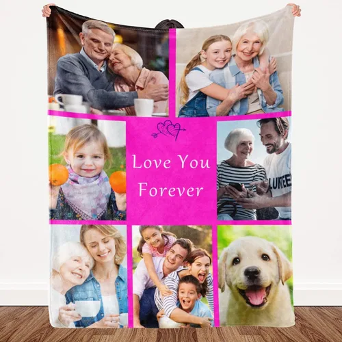 Miniatura 8 de Manta personalizada regalo conmemorativo con collage de texto fotográfico: fabricada en Estados Unidos, manta personalizada de 10 fotos, manta