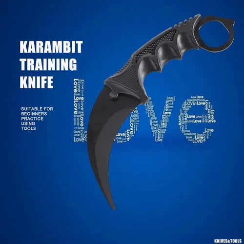 Miniatura 2 de TOPOINT - Paquete de 2 cuchillos Karambit sin filo de corte sin filo con funda para principiantes (negro y rojo)