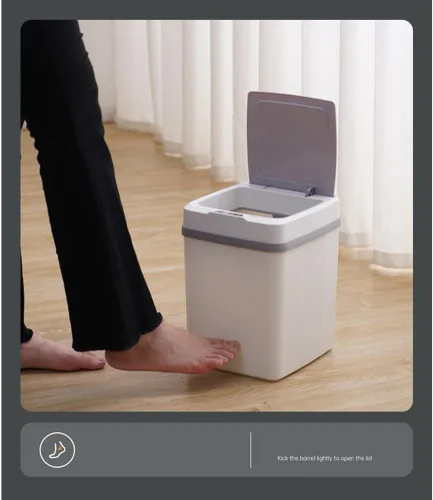 Miniatura 5 de Surakey Cubo de basura inteligente sin contacto con tapa recargable de 12 litros con sensor de movimiento automático, cubo de basura eléctrico
