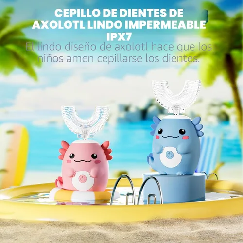 Miniatura 3 de Axolotl Cepillo de dientes eléctrico en forma de U para niños, cepillo de dientes automático Sonic de dibujos animados con 6 cabezales de cepillo