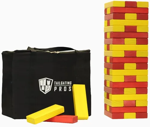 Miniatura 14 de Tailgating Pros Maderas Gigantes Premium que se Derrumban con Estuche de Transporte – ¡Elige los Colores de tu Equipo! Juego Gigante para Patio al
