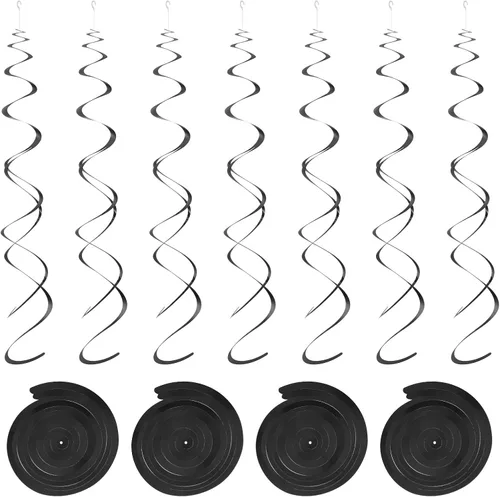 MECCANIXITY 18 espirales colgantes de doble tira negra para fiesta, decoración colgante de 27.6 pulgadas, serpentinas de techo de plástico para