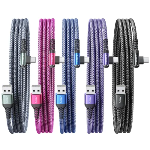 Miniatura 36 de AINOPE Cable USB a USB C [2 unidades, 6.6 pies] 3.1A tipo C cargador de carga rápida, cable USB C en ángulo recto para iPhone 17 Carplay, Galaxy Gris