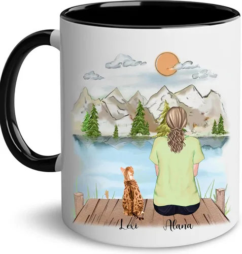 Miniatura 25 de WHIDOBE Taza personalizada de gato (1 gato) de 11 onzas, taza de 15 onzas para amantes de los gatos con avatar, gatito, nombres, regalo