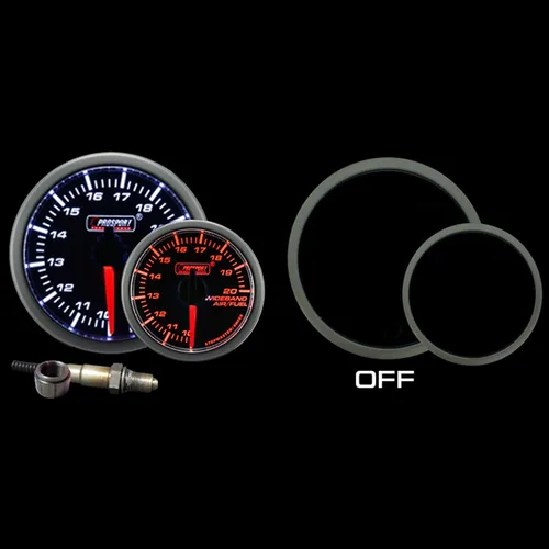 Miniatura 8 de Prosport Performance Medidor de relación de combustible aire de banda ancha Crystal Blue Series Lente ámbar/blanco transparente con puntero blanco