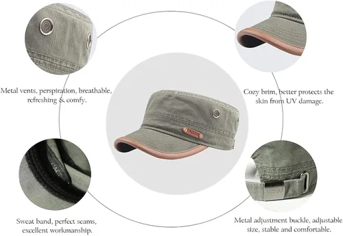 Miniatura 4 de Sombrero de cadete Gorra del ejército sombrero de camionero para papá gorra de béisbol clásica ajustable