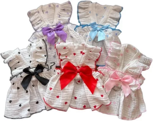 Miniatura 12 de Vestidos para Perros, Ropa de Mascota a la Moda, Vestidos de Princesa para Cachorros con Rayas y Malla (Azul, XS)