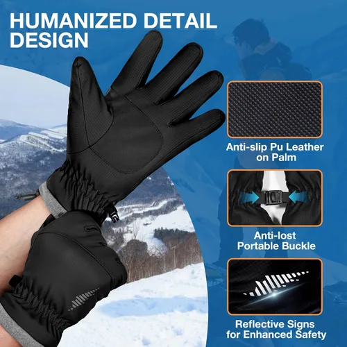 Miniatura 6 de Guantes de invierno impermeables y cálidos SIMARI con dedos táctiles, para hombres y mujeres, resistentes al viento para nieve, para clima frío