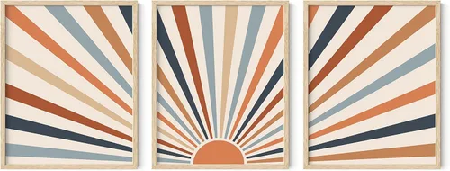 Miniatura 59 de HAUS AND HUES Arte de pared bohemia moderna de mediados de siglo - Arte boho, neutro, decoración de pared con sol (Marco negro, 12x16)