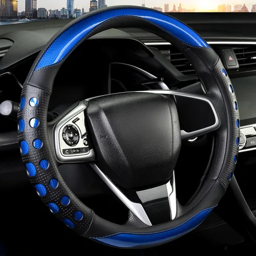 Funda de cuero sintético para volante de automóvil con agarre antideslizante, para mujeres y hombres, ajuste universal para automóviles, camiones,