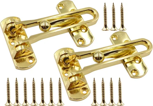 Miniatura 4 de LBY Paquete de 2 cerraduras de puerta de barra oscilante resistente, cerradura de seguridad antirrobo en forma de U, cerradura de puerta de Oro