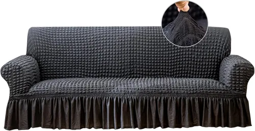 Miniatura 21 de Jeloris Funda Protectora Elástica para Sofá de Dos Plazas de Fácil Ajuste con Falda, Protector de Muebles Universal Duradero Lavable de Alta Beige