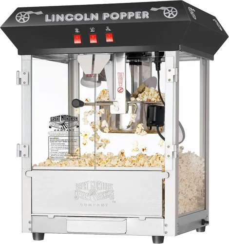 Lincoln Máquina de palomitas de maíz, 8 onzas, con hervidor de acero inoxidable, bandeja de rechazo, luz de calentamiento y accesorios por Great