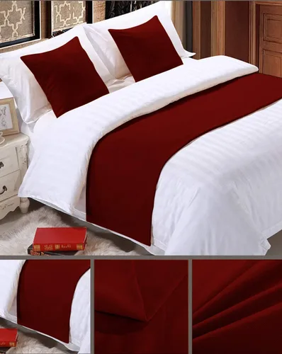 Miniatura 3 de Elegant Decor Camino de cama de algodón egipcio de 800 hilos, 1 pieza y 2 fundas de cojín a juego, tamaño Cal-King [blanco sólido] (borgoña, Queen)
