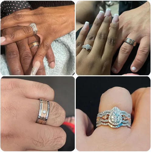Miniatura 2 de Newshe Jewellery Juego de anillos de boda para él y ella, AAAAA, circonita cúbica, bandas de tungsteno para hombre y mujer, plata de ley 925, oro