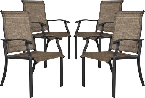 Miniatura 11 de NUU GARDEN Juego de 2 sillas de comedor para patio, sillas de comedor al aire libre con marco recubierto de polvo, sillas de comedor de metal