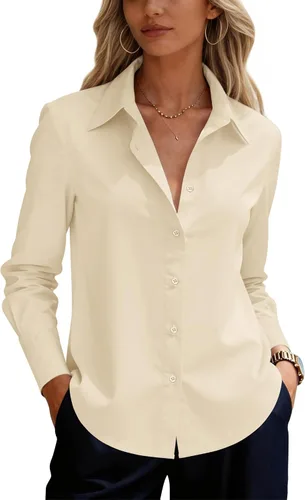 Miniatura 30 de siliteelon Camisas de vestir con botones para mujer, camisas de vestir de manga larga para mujer, camisas de trabajo de algodón de ajuste regular