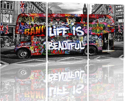 Miniatura 95 de 3 Piezas de Arte de Pared Banksy en Lienzo, Póster de Graffiti, Decoración de Pared con Citas Inspiradoras, Nunca Te Rindas, Obras de Arte para Sala