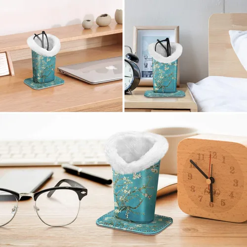 Miniatura 209 de Fintie Soporte para anteojos forrado de felpa con base magnética, estuche de cuero vegano prémium para lentes