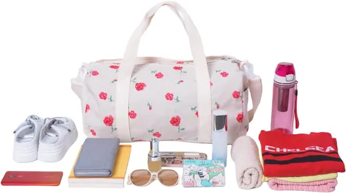 Miniatura 2 de Bolsa de lona para gimnasio, deportes, mujeres y niñas, bolsa de viaje de entrenamiento para fin de semana con compartimento para zapatos y bolsillo
