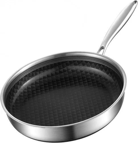 Miniatura 10 de DELARLO Sartenes para tortilla de acero inoxidable de tres capas de 5.5 pulgadas, sartén antiadherente de cerámica para un solo huevo, sartén