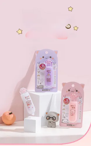 Paquete de 3 unidades por paquete de 3 rodillos adhesivos estéticos japoneses con diseño de puntos de pata de gato, cinta para álbum de recortes