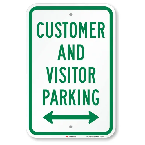 SmartSign -K-5661-EG Letrero "Aparcamiento para clientes y visitantes" con flecha bidireccional | Aluminio reflectante de grado de ingeniero 3M de