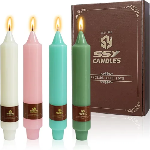 Miniatura 97 de Candelabros cortos de 5 pulgadas con velas cónicas verde oscuro, 4 piezas para cena, hogar, boda, fiesta, decoración
