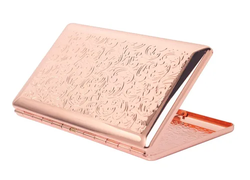 Miniatura 12 de Hermosa y elegante caja de cigarrillos de metal simple para damas y hombres con capacidad para 10 cigarrillos de 3.937 in (pistola de hierba negro)