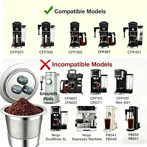 Miniatura 2 de Tazas K reutilizables de acero inoxidable compatibles con cafetera Ninja, cápsulas de café reutilizables K Cup, filtros de café reutilizables