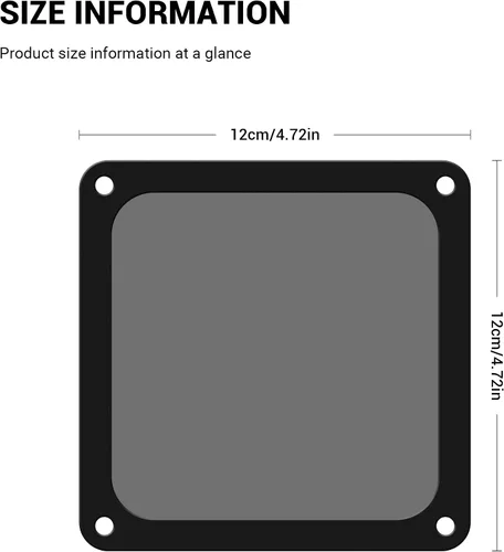 Miniatura 7 de Filtro de polvo PC 120mm para enfriador de computadora/PSU/Routers Nylon 80 malla, Marco magnético Filtro de malla para ventilador de PC enfriador