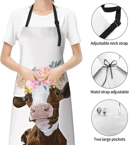 Miniatura 5 de Delantal de cocina de chef impermeable con bolsillos para adultos, delantales de cocina para barbacoa, regalos personalizados para hornear