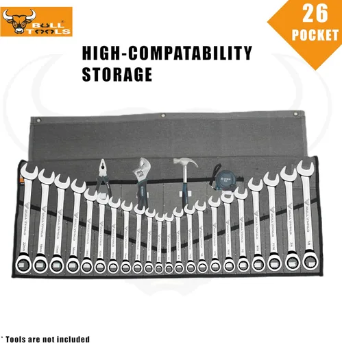 Miniatura 5 de BULL TOOLS Organizador de Rollo de Herramientas de Servicio Pesado de 26 Bolsillos, Bolsa de Herramientas Enrollable de Lona Duck de Algodón, Bolsa