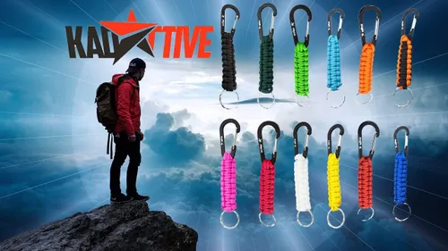 Miniatura 8 de Llavero Paracord con mosquetón – 2 llaveros de mosquetón para mochila, supervivencia, campamento. Llaveros de paracaídas para hombre Rosa - Black