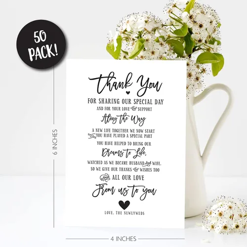 Miniatura 2 de Your Main Event Prints 50 tarjetas de agradecimiento de boda, perfectas para añadir a centros de mesa y decoraciones de boda para recepciones