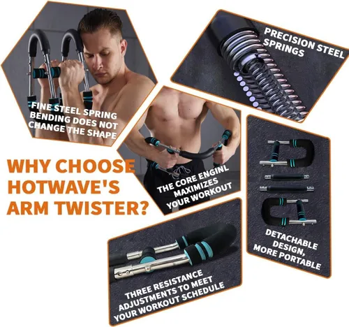 Miniatura 5 de HOTWAVE Twister Arm Trainer, Adjustable Chest & Arm Exerciser for Men Women, Portable Home Fitness Equipment Kit for Upper Body Muscle Strength Kit