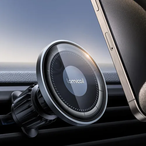 Lamicall Soporte para automóvil MagSafe - [20 imanes fuertes] [gancho de metal] soportes magnéticos para teléfono para tu automóvil - Soporte de