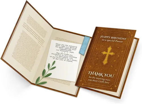 Miniatura 3 de Tarjeta de cumpleaños religiosa de Prime Greetings para pastor, fabricada en Estados Unidos, ecológica, cartulina gruesa con sobre premium de 5 x