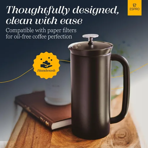 Miniatura 8 de ESPRO P7 - Cafetera de prensa francesa de acero inoxidable 304 - Cafetera de prensa francesa con microfiltro patentado de doble pared y aislante