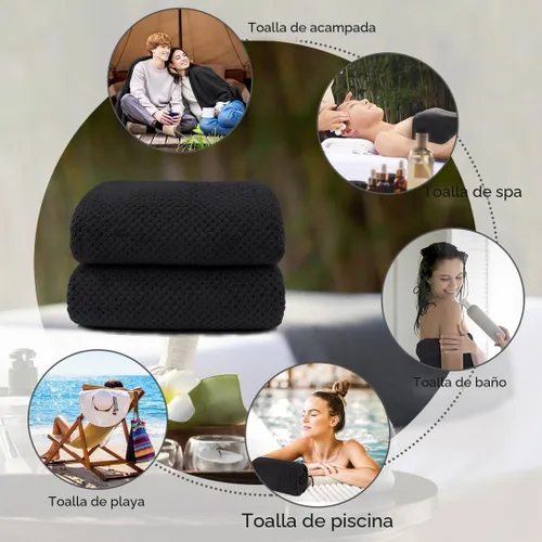 Miniatura 7 de HOMEXCEL Juego de Sábanas de Baño Toallas Paquete de 2 (35 x 70 Pulgadas), Toallas de Baño Ultra Suaves para Baño, Toallas Ligeras y de Secado Negro