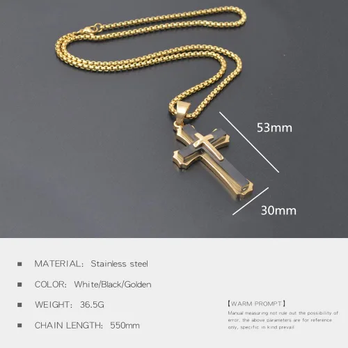 Miniatura 3 de OLEVS Collar con colgante de cruz para hombre collar grande con colgante de cruz de acero inoxidable para hombres y mujeres Metal