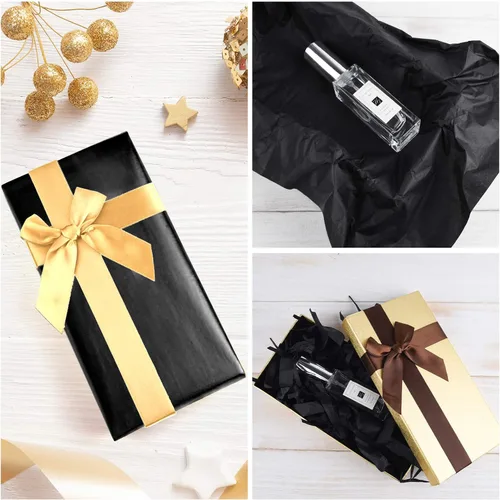 Miniatura 4 de MIAHART 50 hojas de papel de seda negro de 20 x 14 pulgadas, papel de regalo a granel, papel de regalo para decoración de graduación, fiesta