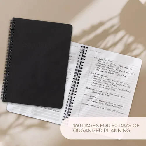 Miniatura 4 de Hermoso planificador diario y cuaderno con horario por hora, bloc de notas estético en espiral para organizar fácilmente tus tareas y citas, Negro