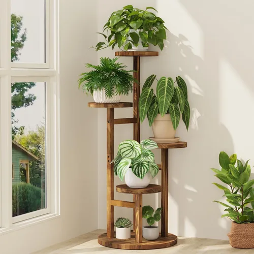 Miniatura 15 de iDavosic.ly Soporte para plantas de 3 niveles para interiores, estante de metal de esquina escalonada para múltiples flores, estante alto
